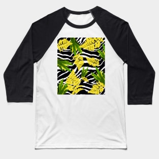 ZEBRA TROPICAL PALMS AND FERNS PATTERN Baseball T-Shirt